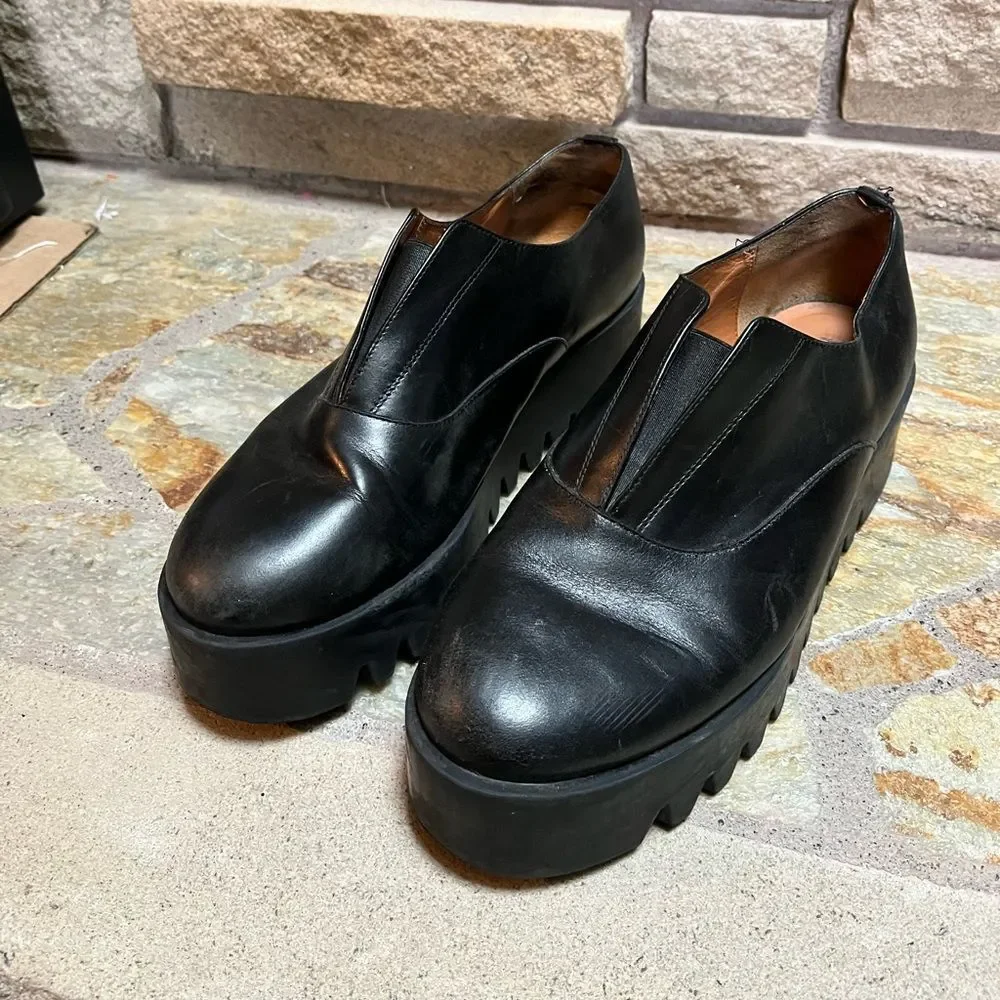 & Other Stories Black Leather Platform Derby Shoes Creepers 8.5